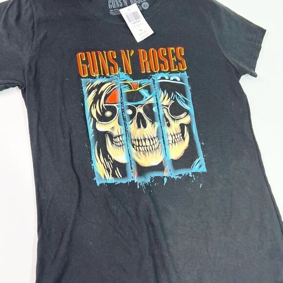 Guns N' Roses Split Skulls Graphic T-Shirt Youth XL Navy Cotton Short Sleeve - Picture 2 of 8